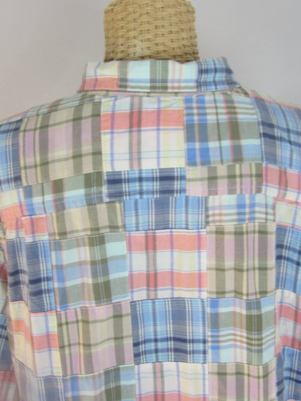 L.L. Bean Shirt Womens L Madras Patchwork Plaid Preppy Coastal Beach LS Shirt - Picture 12 of 13